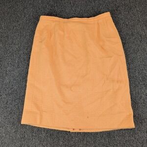 Carlisle Womens Pencil Skirt 14 Orange Wool Blend Boucle Vintage Knee Length Mid